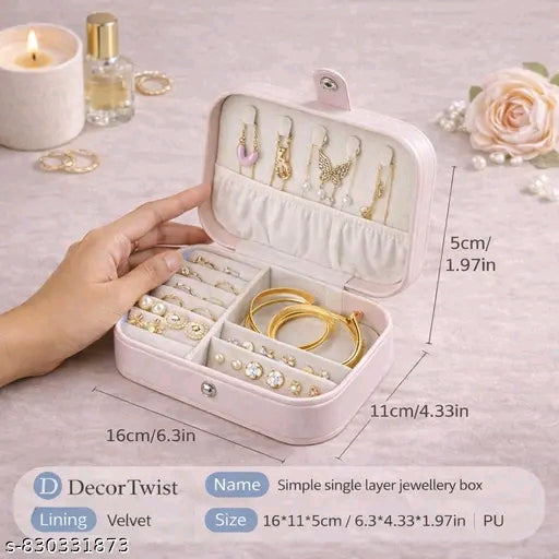 Portable Jewellery Organizer Box for Women | Travel Storage Case for Rings, Earrings, Necklace & Makeup