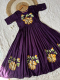 Custom Stitching – Purple Floral Embroidery Women /kid's Frock | Stitch to Your Measurements